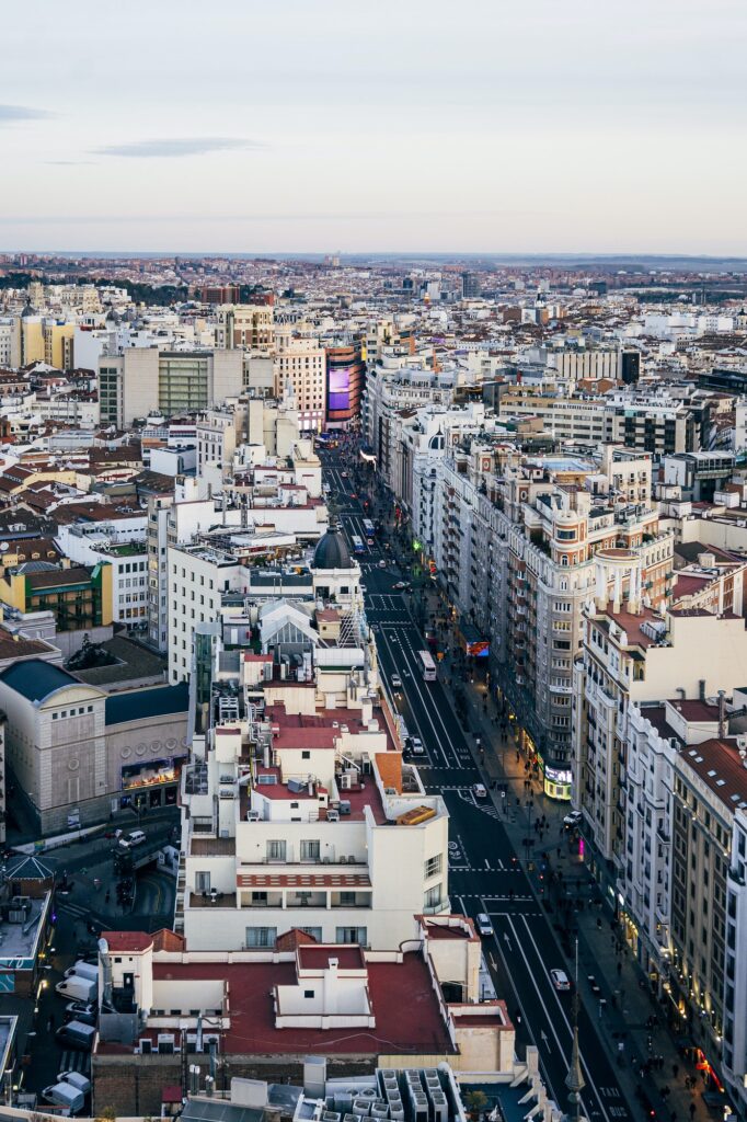 Panoramic view of the Madrid city. Spain.